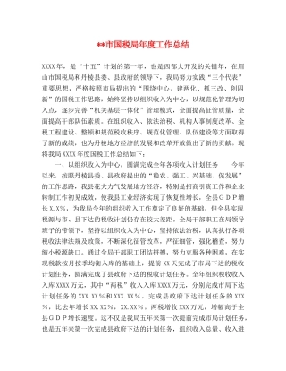--市国税局年度工作总结 
