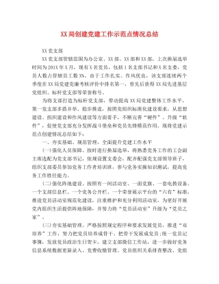 XX局创建党建工作示范点情况总结 