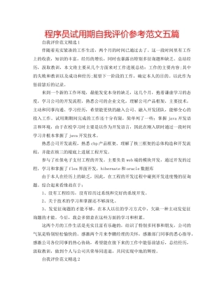 程序员试用期自我评价参考范文五篇 