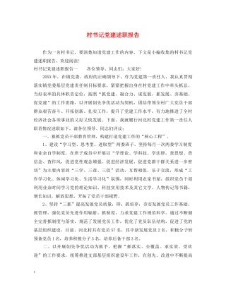 村书记党建述职报告 
