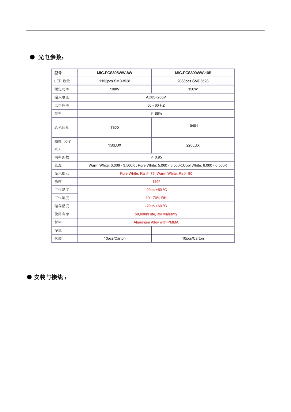 投光灯规格书_第2页