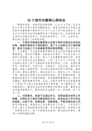 XX干部作风整顿心得体会