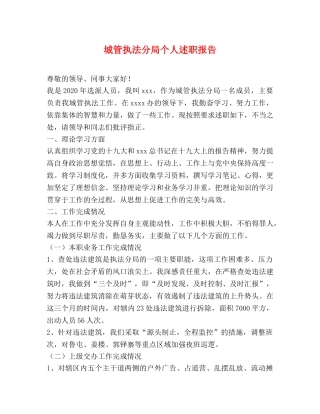 城管执法分局个人述职报告 