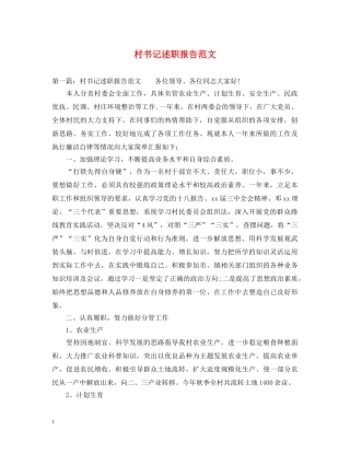 村书记述职报告范文 