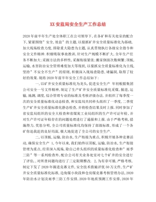 XX安监局安全生产工作总结 