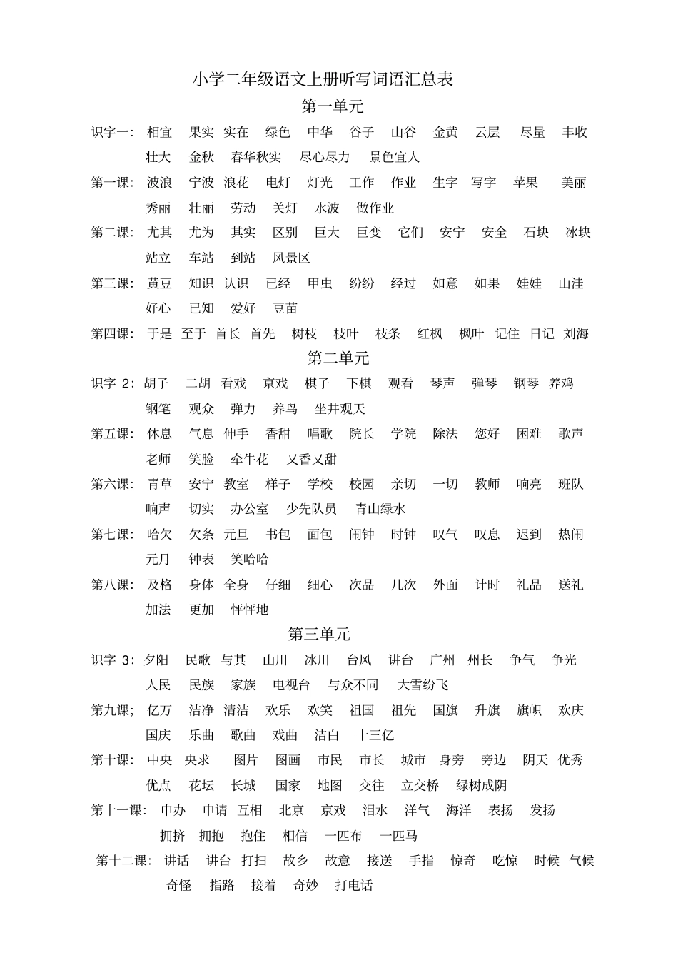 人教版二年级语文上下册词语人教版_第1页