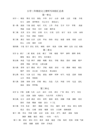 人教版二年级语文上下册词语人教版