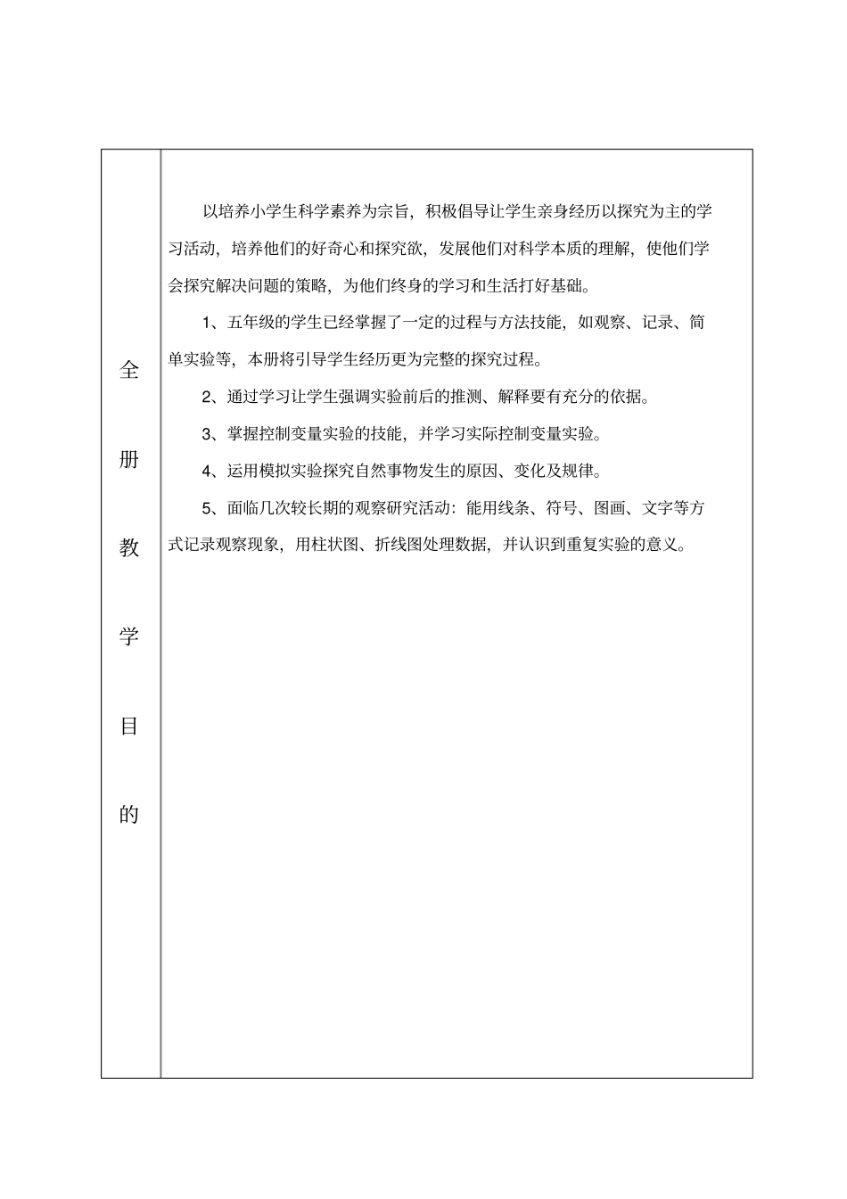 人教版五年级上册科学教学计划、进度文档_第2页