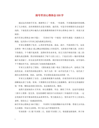 病号军训心得体会500字 