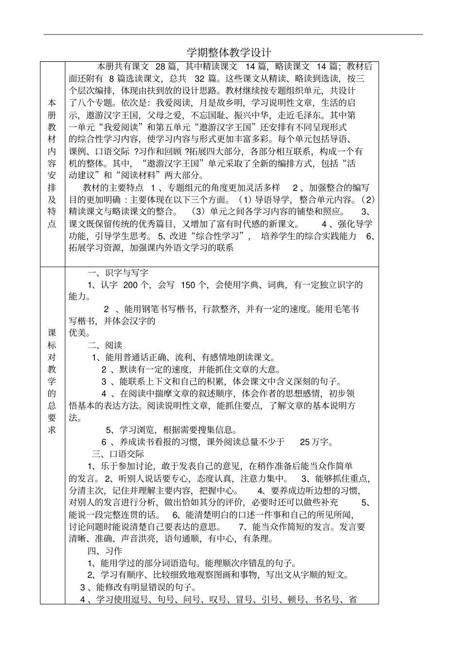 人教版五年级上册语文教学进度计划_第1页