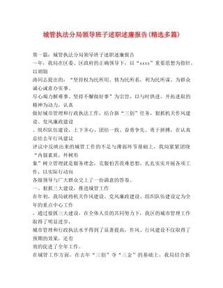 城管执法分局领导班子述职述廉报告(精选多篇) 