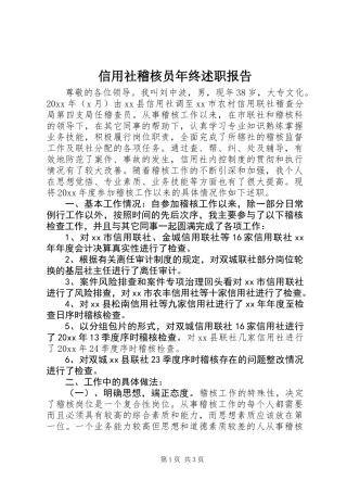 信用社稽核员年终述职报告 (2)