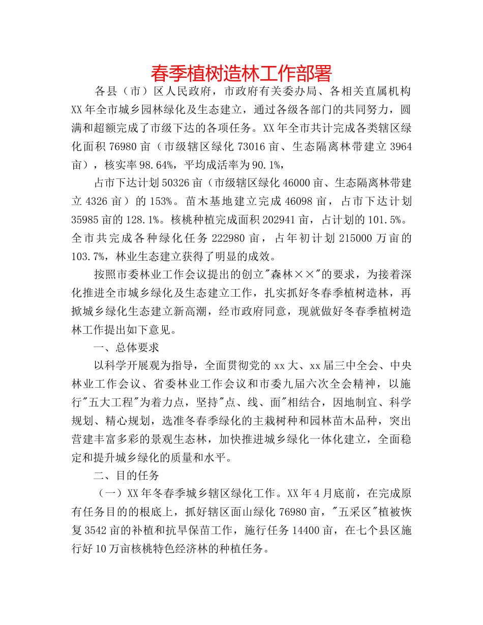 春季植树造林工作部署 _第1页