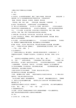 人教版五年级下学期课文复习内容提纲