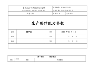 工艺能力参数表(最新) (1)