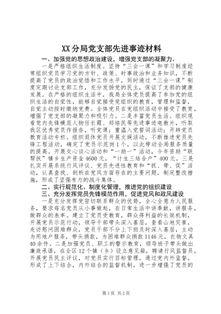 XX分局党支部先进事迹材料