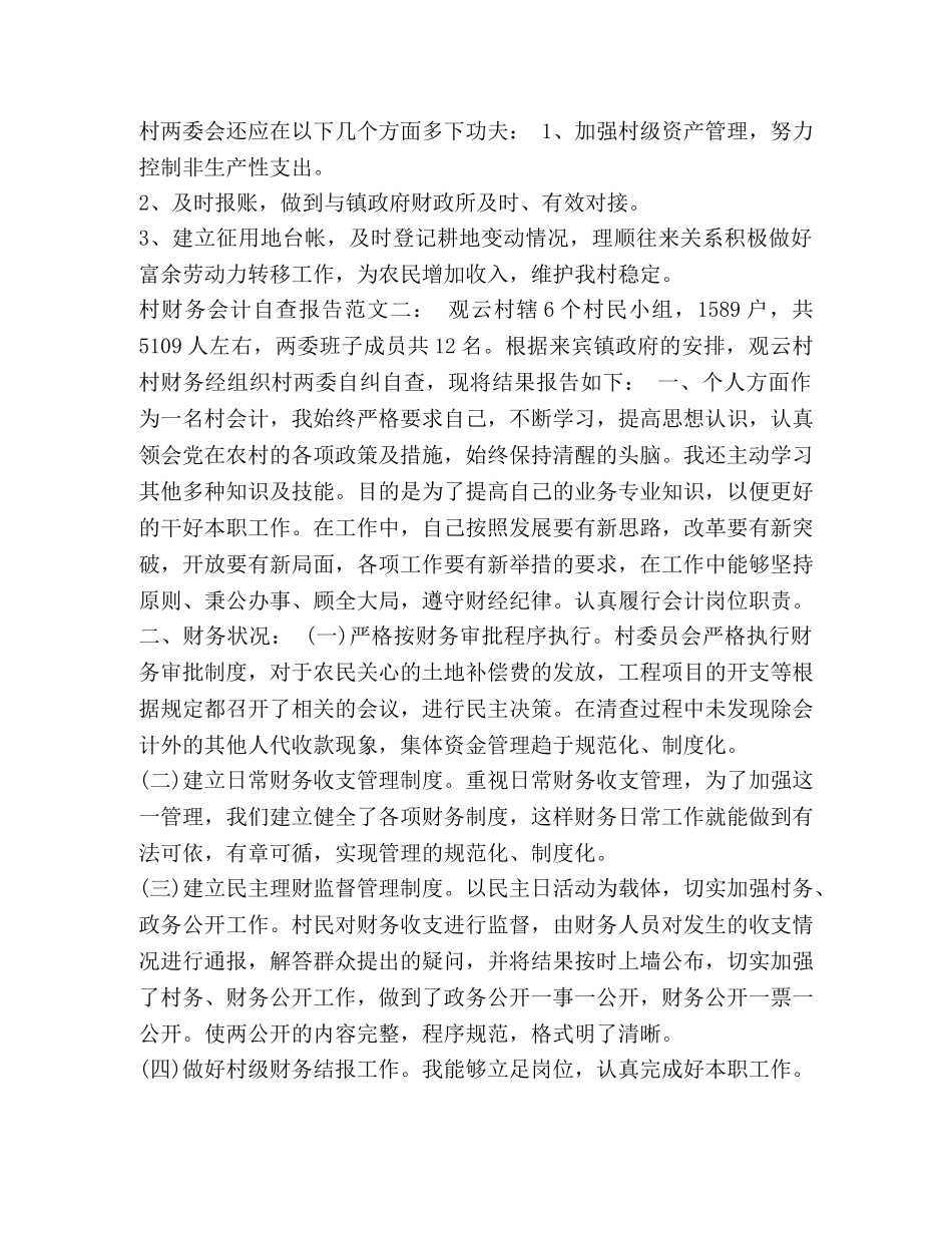 村财务会计自查报告范文 _第2页