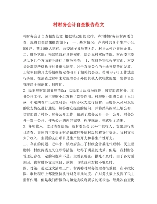 村财务会计自查报告范文 