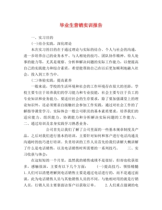 毕业生营销实训报告 