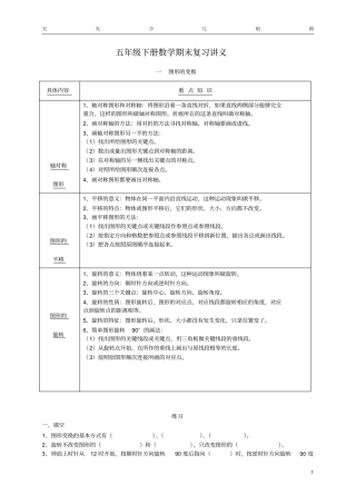 人教版五级数学下册期末复习讲义