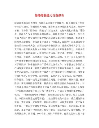 除隐患提能力自查报告 