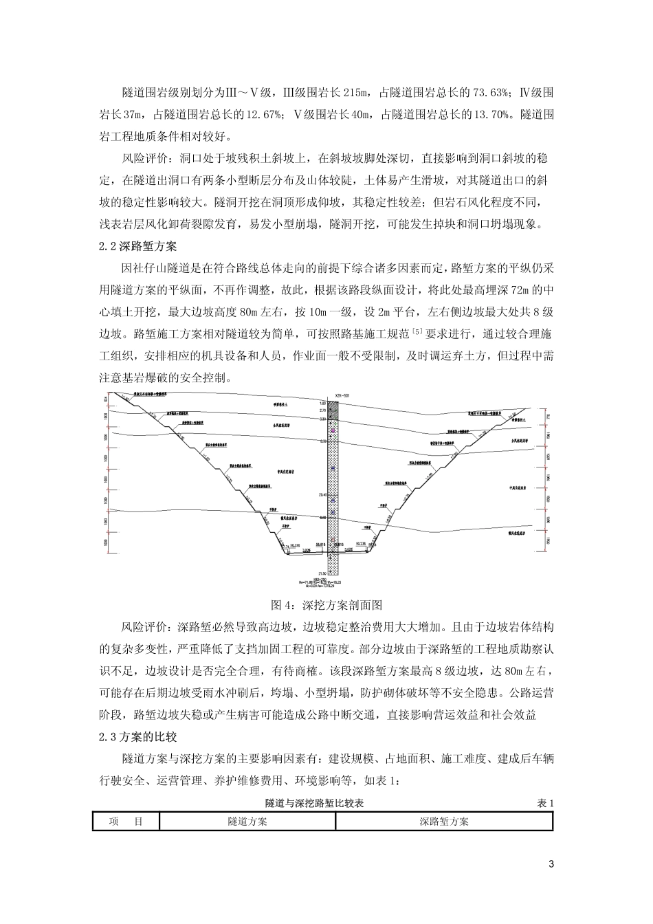 谈社仔山隧道与深挖方案比选的体会_第3页