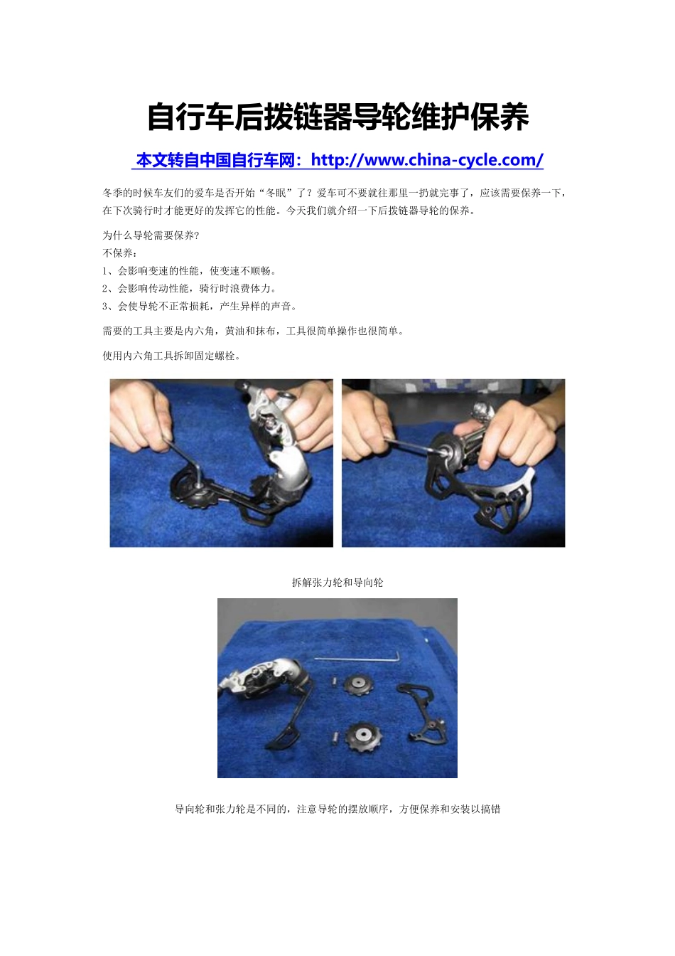 自行车后拨链器导轮维护保养_第1页