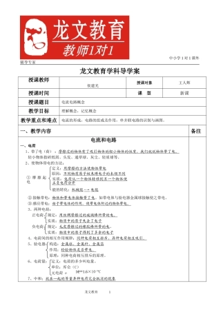 电流电路 教案模版