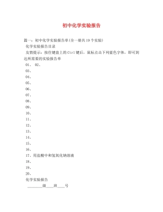初中化学实验报告 (000001)