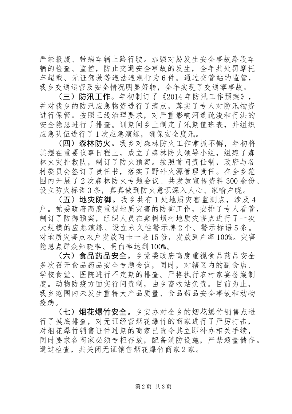 乡XX年度安全生产执行情况总结_第2页