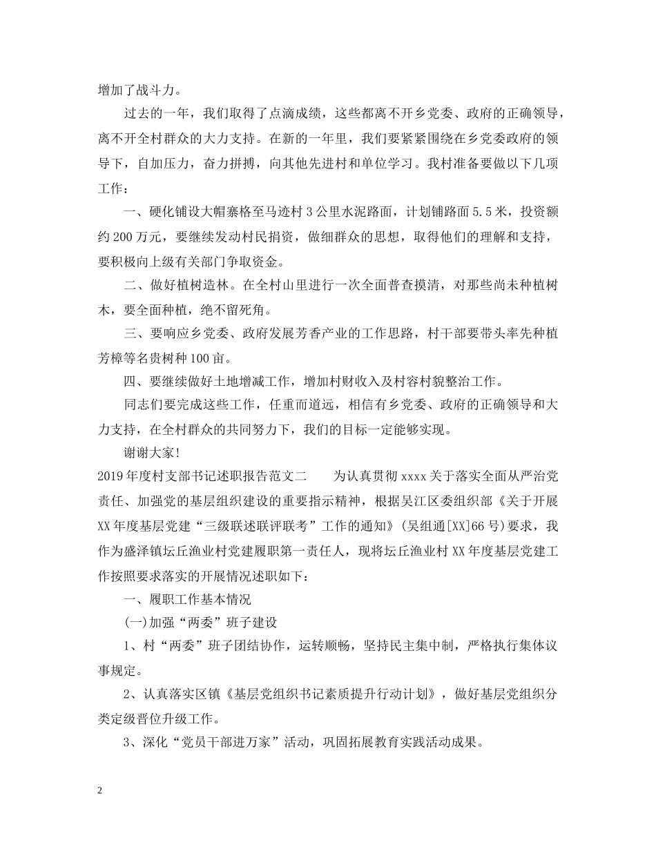 村书记年终述职报告 _第2页