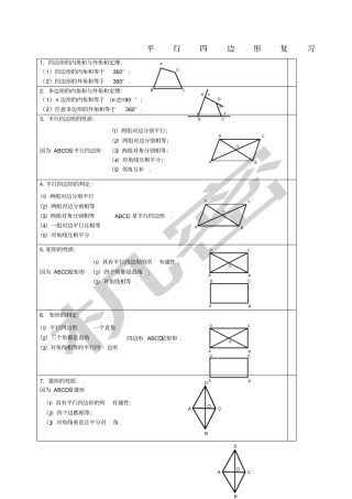 人教版八年级下册数学平行四边形知识点归纳及练习