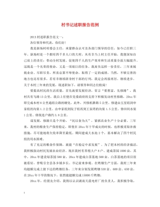 村书记述职报告范例 