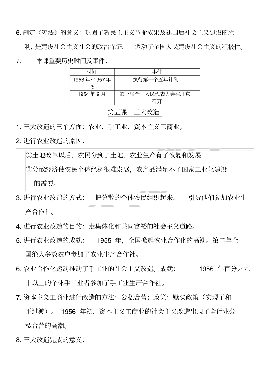 人教版八年级历史下册知识点全套_第2页