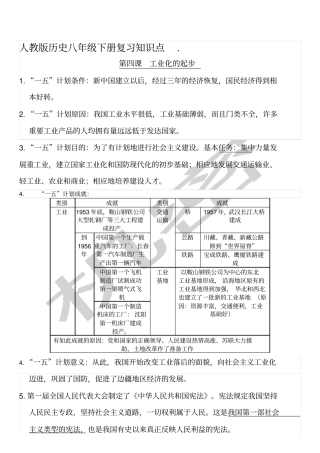 人教版八年级历史下册知识点全套