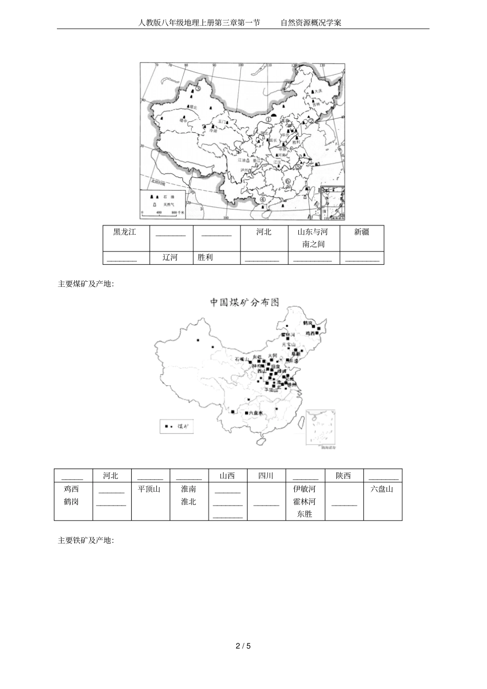 人教版八年级地理上册自然资源概况学案_第2页