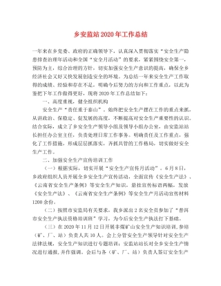 乡安监站2024年工作总结 