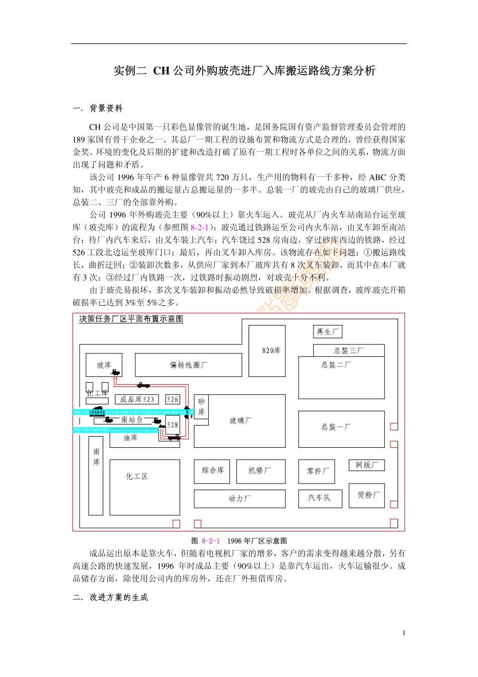 公司外购玻壳进厂入库搬运路线方案分析_第1页