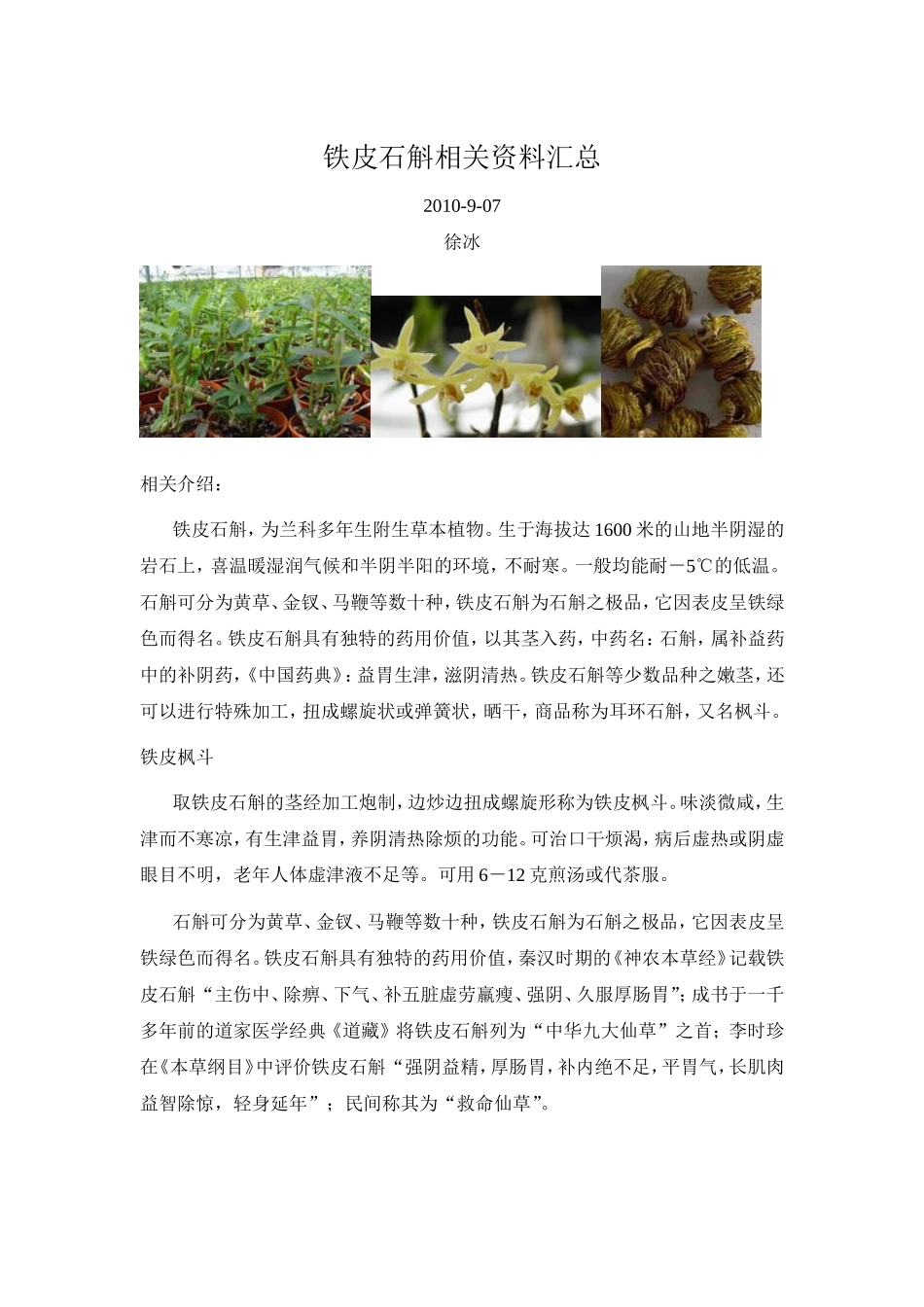 铁皮石斛相关资料汇总0907_第1页