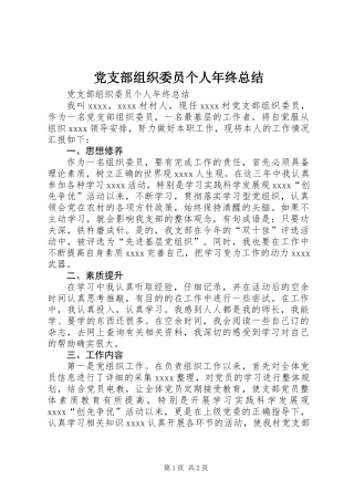 党支部组织委员个人年终总结