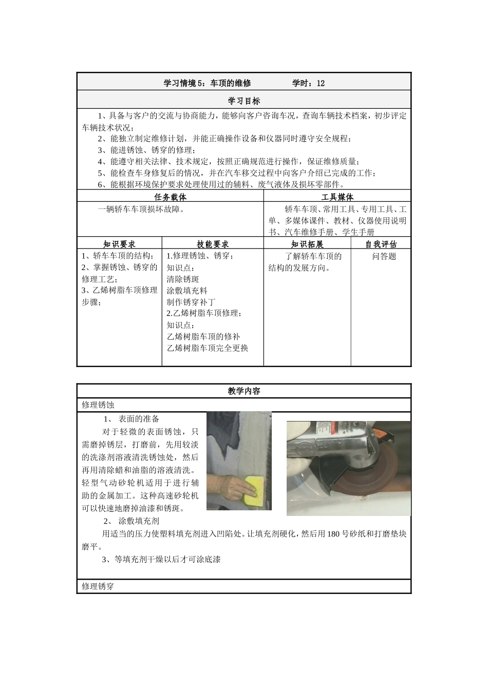 学习情境5：车顶的维修_第1页