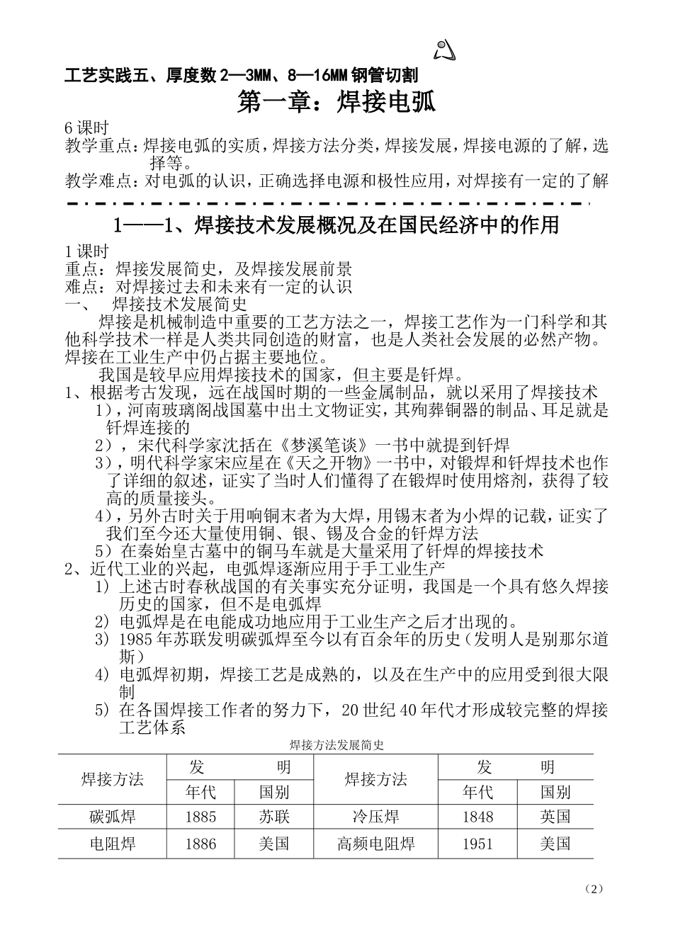 电气焊教学大纲_第2页