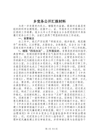 乡党务公开汇报材料