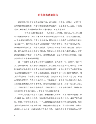 财务部长述职报告 