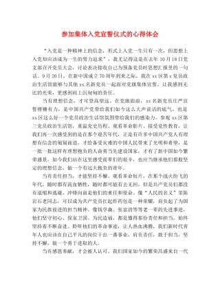 参加集体入党宣誓仪式的心得体会 