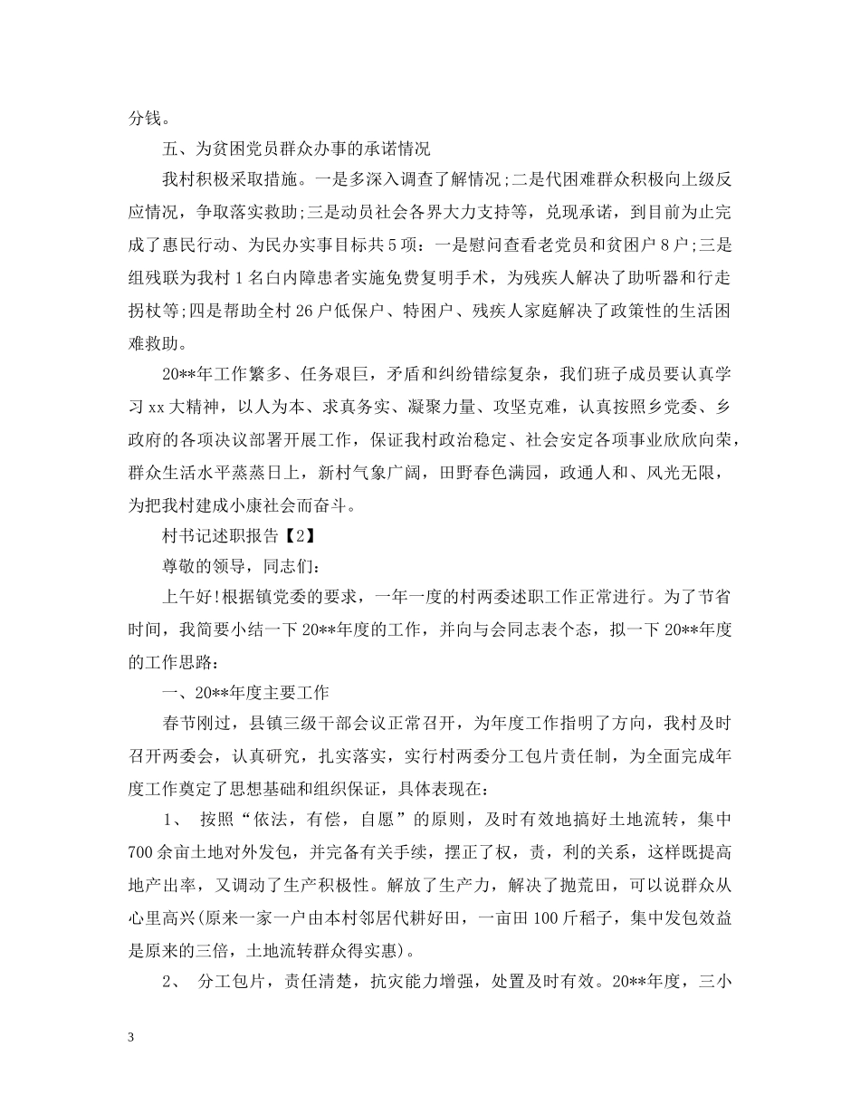 村书记述职报告精选 _第3页