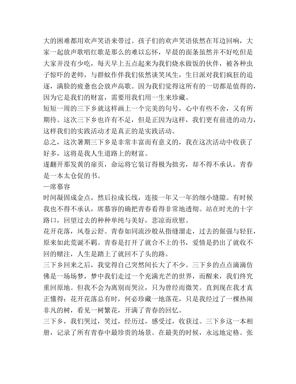 个人暑期三下乡工作总结新版 _第3页