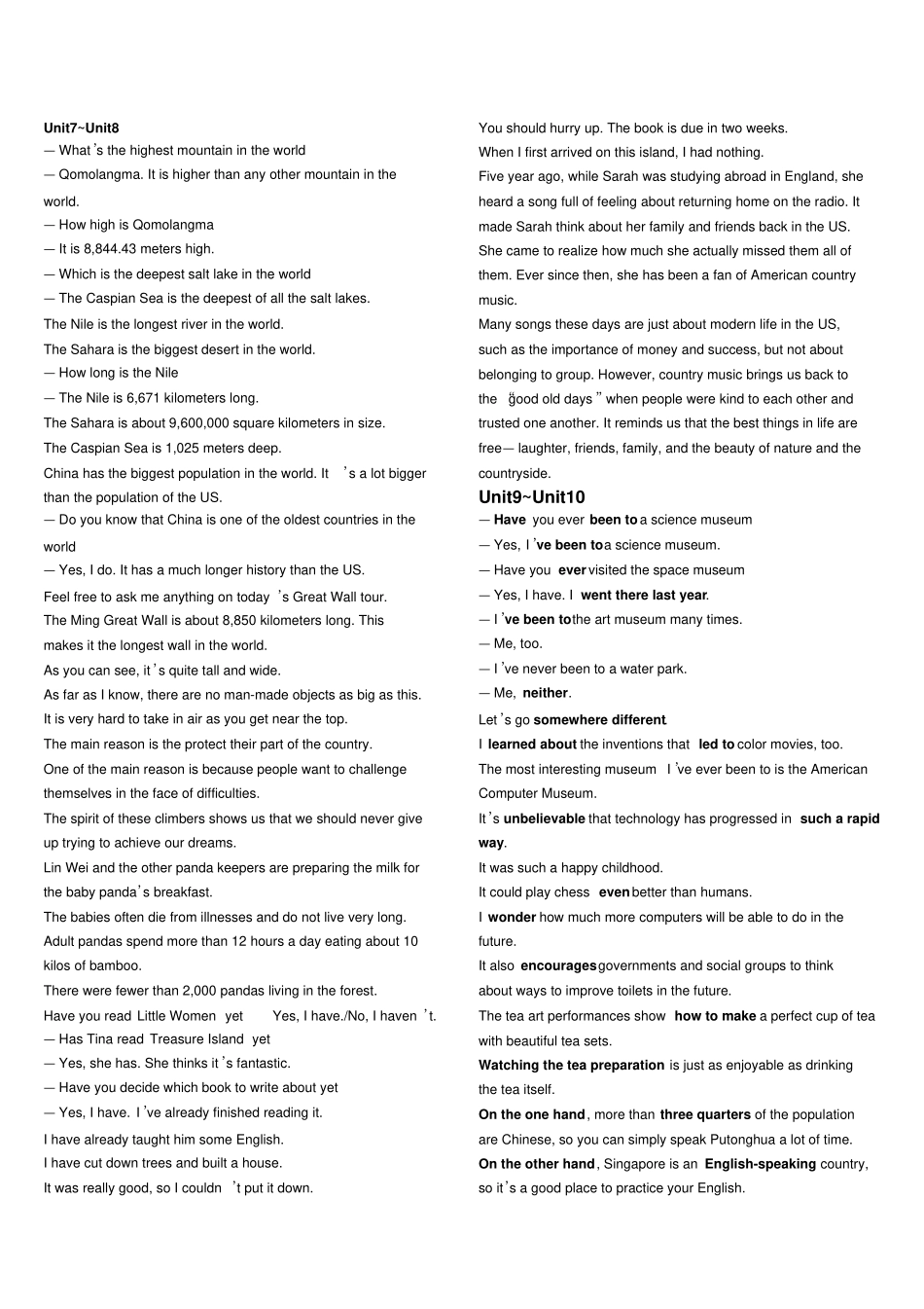 人教版八年级英语下册课文重点句子_第3页