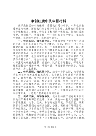 争创红旗中队申报材料