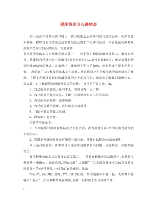 程序员实习心得体会 